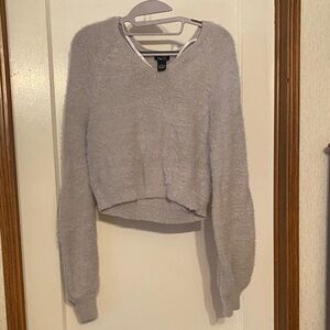 Rue21 Soft Gray V-Neck Cropped Sweater